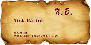 Nick Bálint névjegykártya